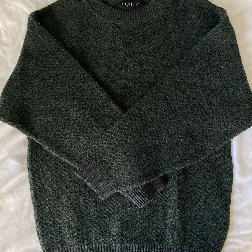 Vintage Dark Green Wool Mix Knit Sweater